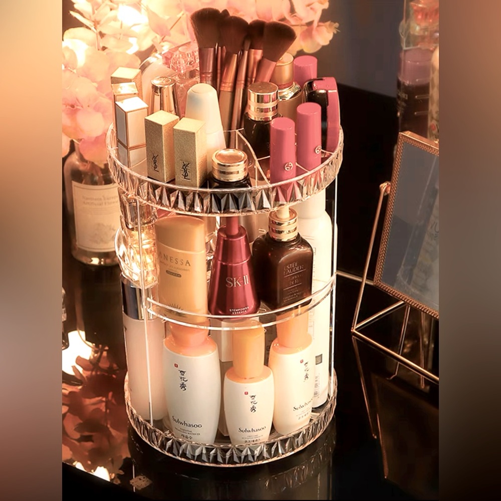 360 rotation makeup organizer